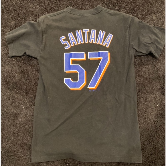 New York Mets Vintage Johan Santana Majestic MLB T-Shirt Jersey - Picture 2 of 3